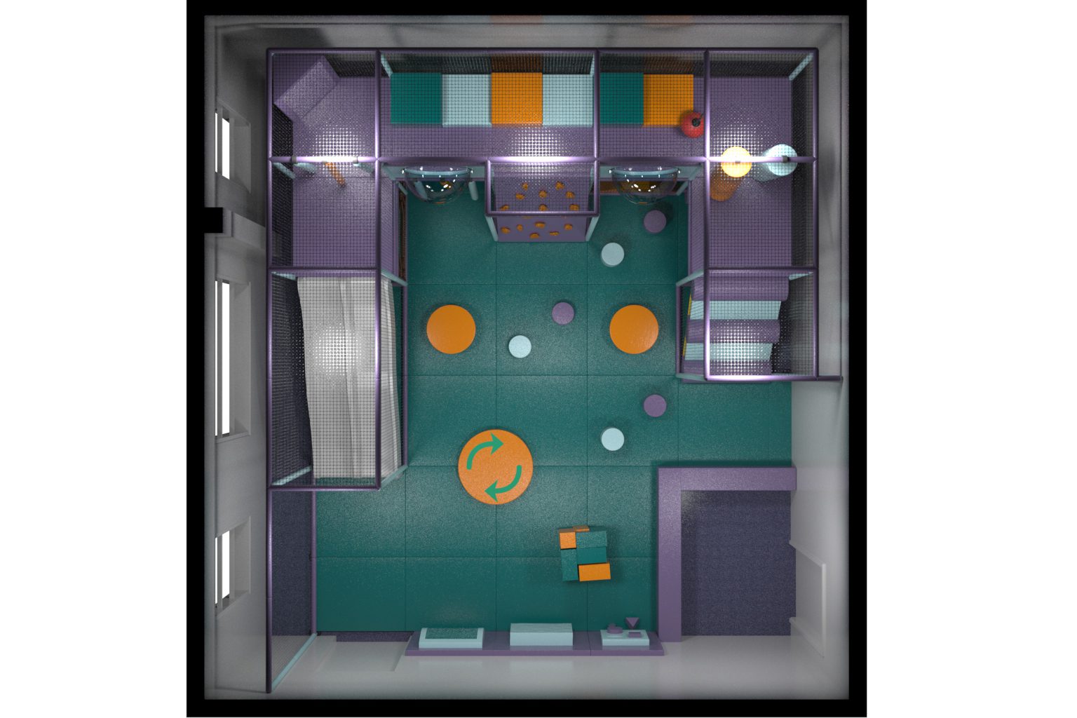 3D Render of the Room plan at Trinity School's softplay designed by Play Creations Ltd.