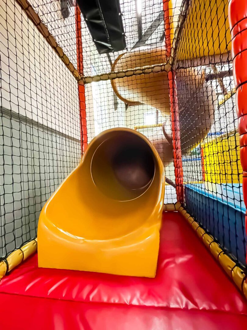 Fiberglass Tube slide at Little Fishes' softplay found in Hemsworth Methodist Church designed by Play Creations.