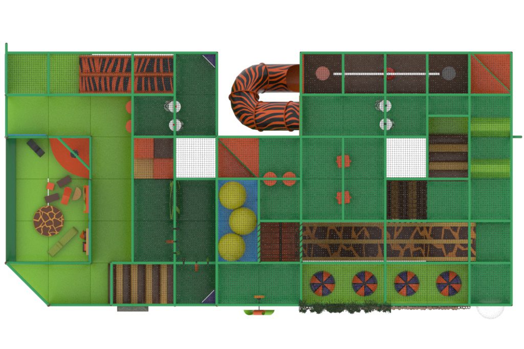 This is the top view of the 3D Render of Jungle Monkeyz softplay.